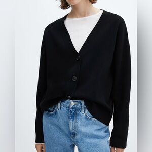 Mango Black Button-Up Sweater